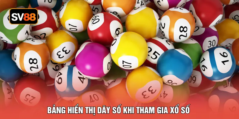 Bảng hiển thị dãy số khi tham gia xổ số